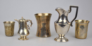 Appraisal: A Russian engraved zol silver shot-beaker to w a larger