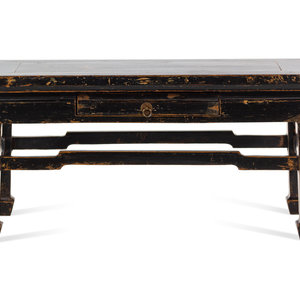 Appraisal: A Chinese Black Lacquered Elmwood Low Table Late th Early