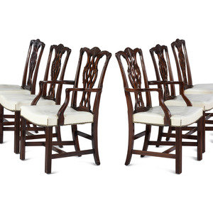 Appraisal: A Set of Six Chippendale Style Carved Mahogany Dining Chairs