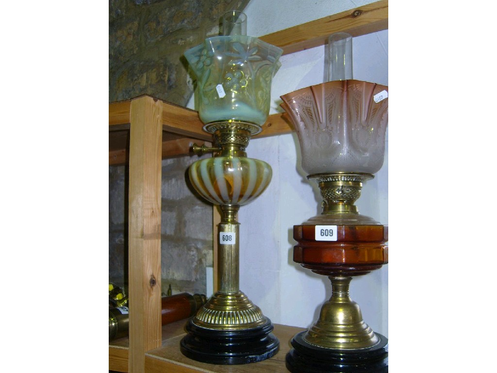 Appraisal: A late th century brass oil lamp base of fluted