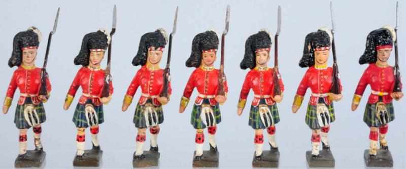 Appraisal: Lineol cm Scots Marchers Includes seven pre-war figures with some