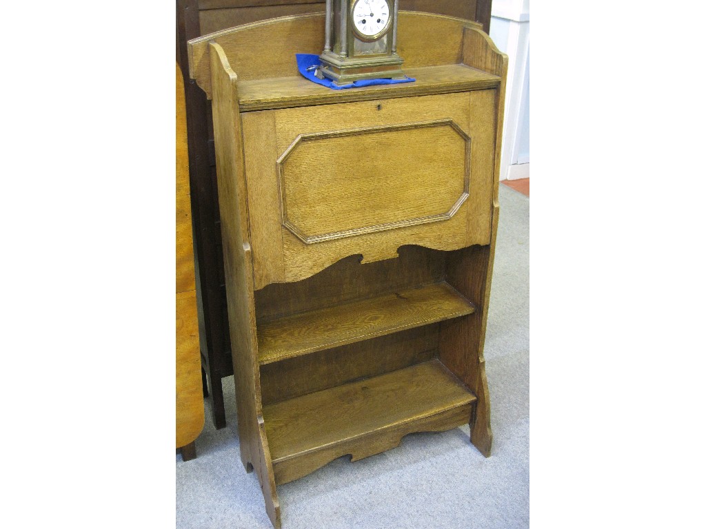 Appraisal: Arts and Crafts oak drop flap desk with shelves to