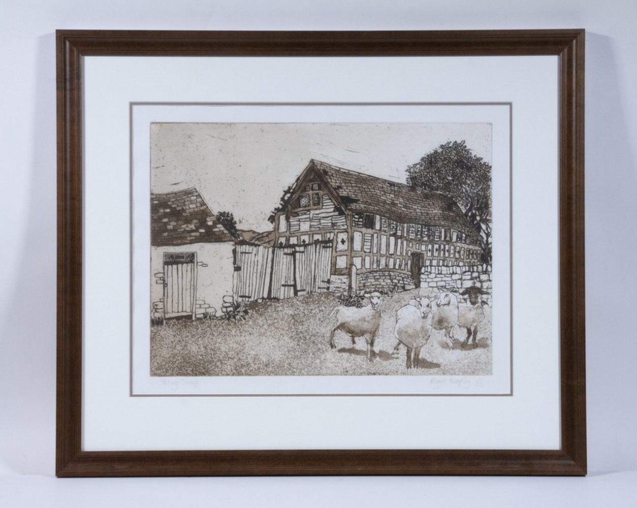 Appraisal: MAGGIE HUMPHRY CONTEMPORARY NORTH WALES Staring Sheep sepia tone aquatint