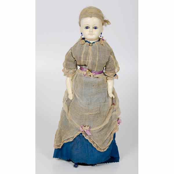 Appraisal: Papier Mach Victorian Doll Victorian composition doll with glass eyes