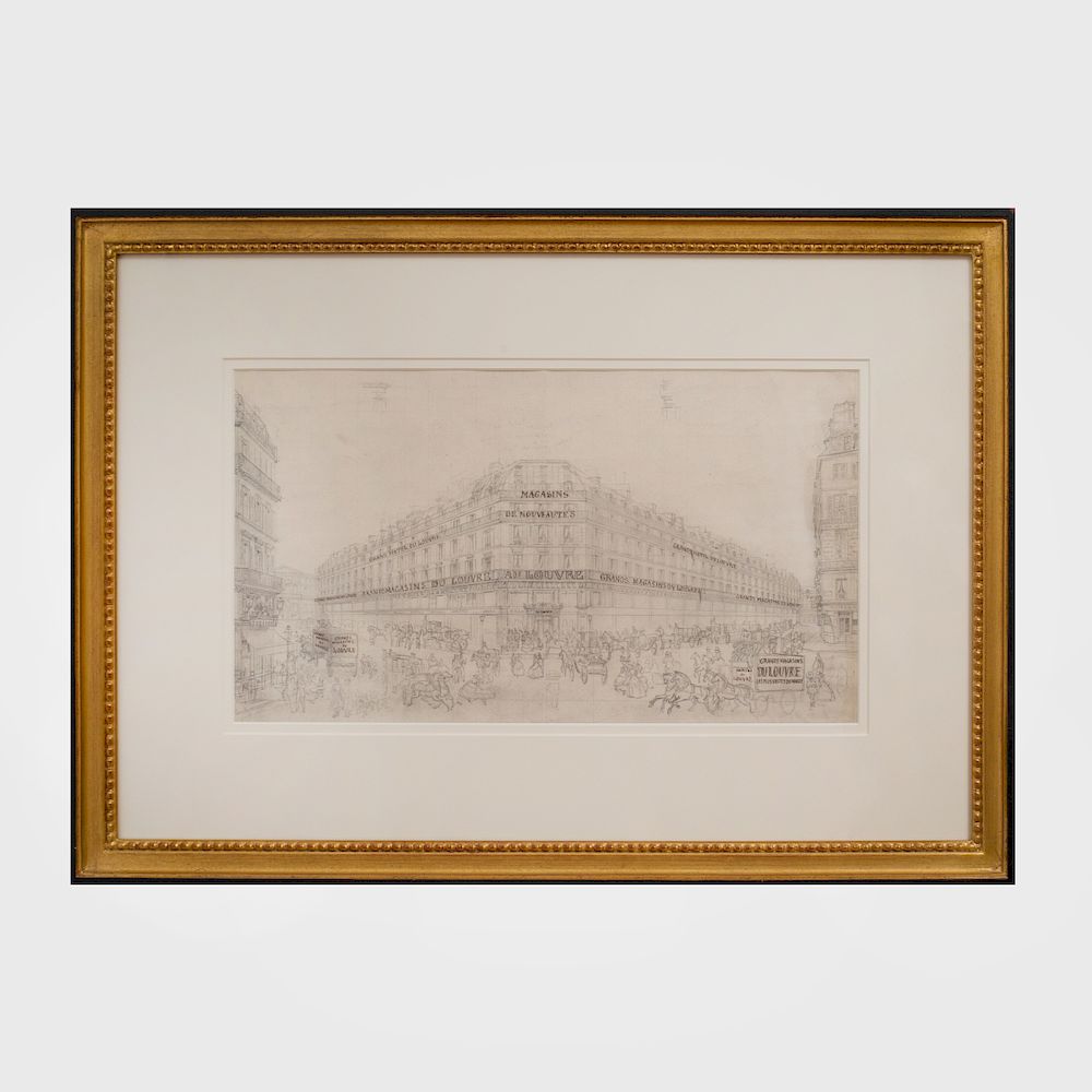 Appraisal: French School Grands Magazins du Louvre Pencil and ink on