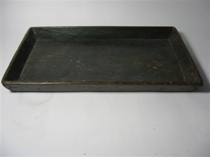 Appraisal: Painted wood tray overall green paint the gallery having dove