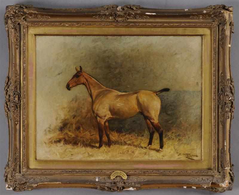 Appraisal: GEORGE WRIGHT - HORSE IN A STALL Oil on canvas