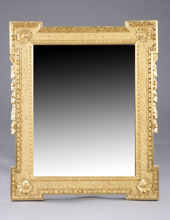 Appraisal: ENGLISH GEORGE II-STYLE GILT-FRAME WALL MIRROR th century Cassetta frame