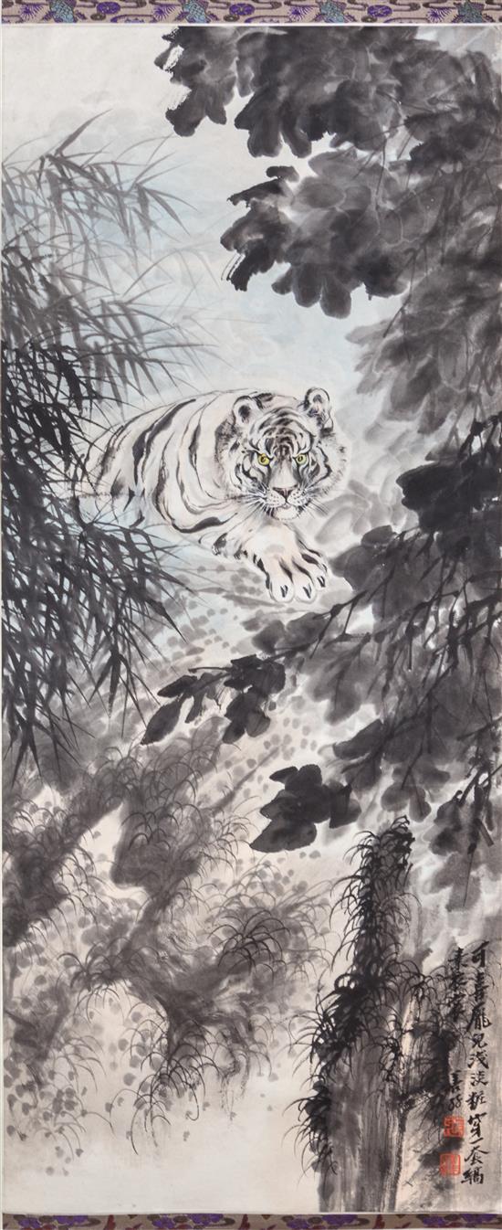 Appraisal: Sale Lot Attributed to Zhang Shanzi - Tiger ink and