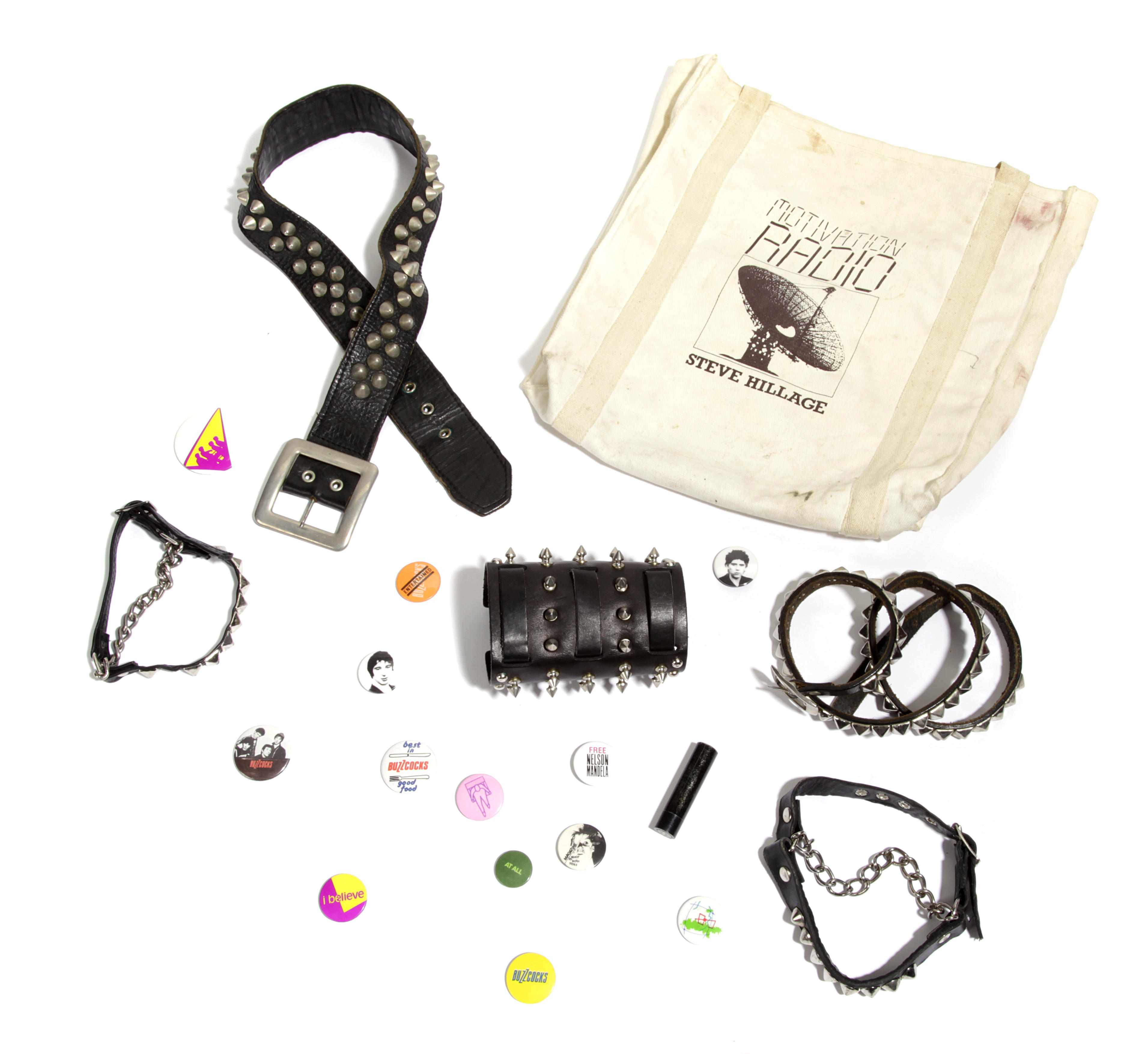 Appraisal: Rock Roll Memorabilia A group of Sid Vicious accessories A