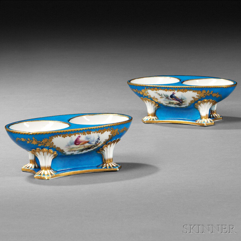 Appraisal: Pair of Sevres-type Porcelain Double Salt Cellars France th century