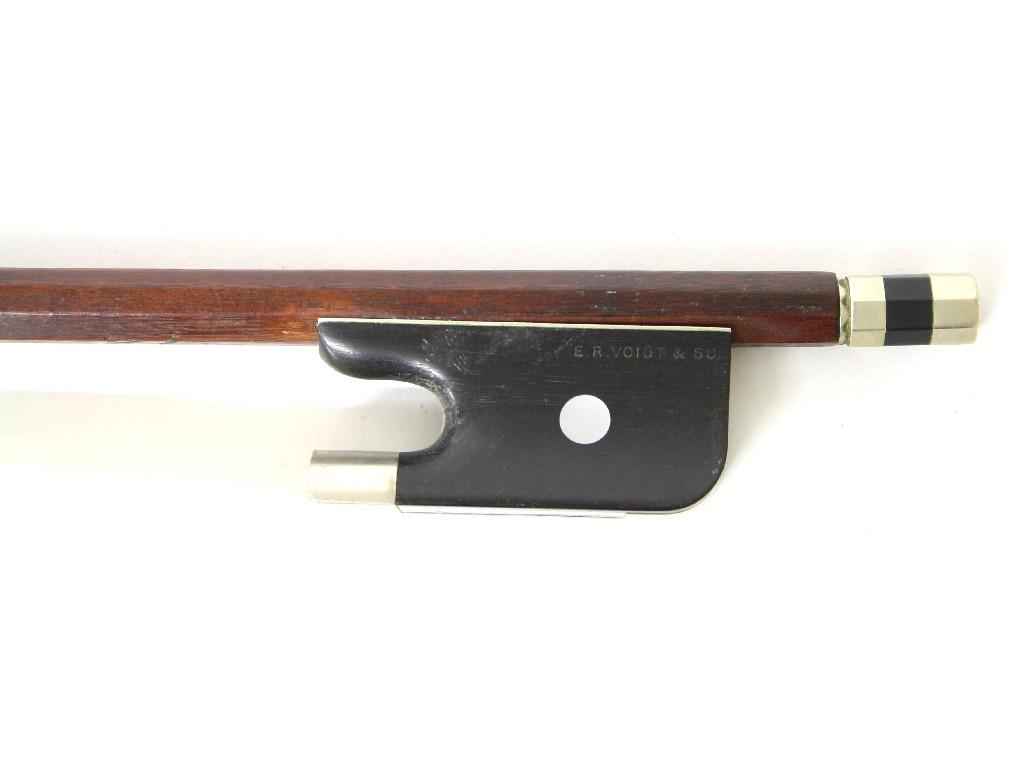 Appraisal: Nickel mounted violoncello bow stamped E R Voigt Son on