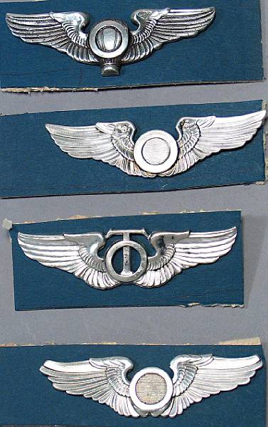 Appraisal: Four World War Army Observer wings Comprising Observer's wing by