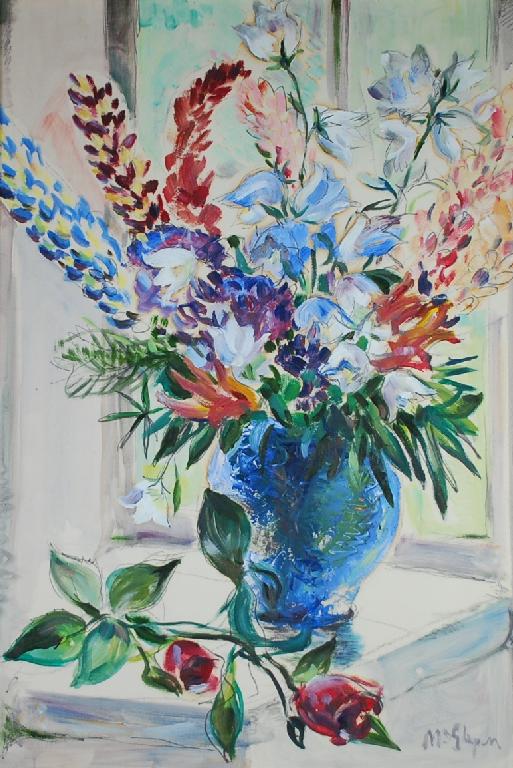 Appraisal: TERRY McGLYNN - WATERCOLOUR Floral still life signed x cm