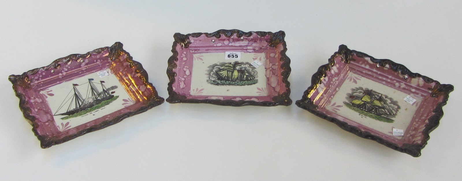 Appraisal: Three Sunderland lustre plaques th century each printed and coloured