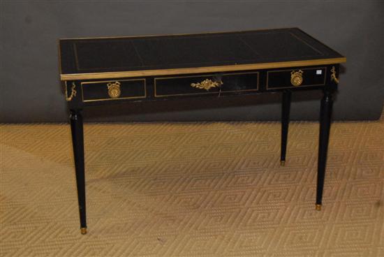 Appraisal: EBONIZED LOUIS XVI-STYLE BUREAUPLAT Having a leather top and bronze