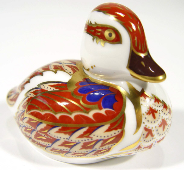 Appraisal: Royal Crown Derby duck paperweight factory marks and silver stopper