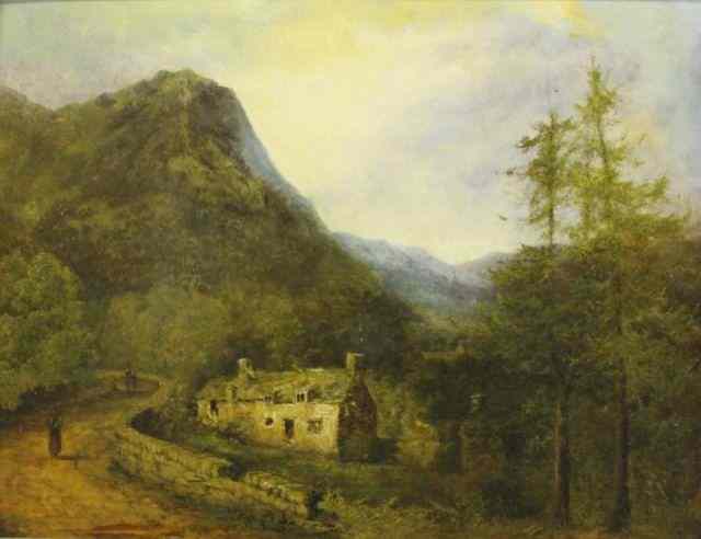 Appraisal: th C Welsh School O B ''Cottage at Aberglaslyn North