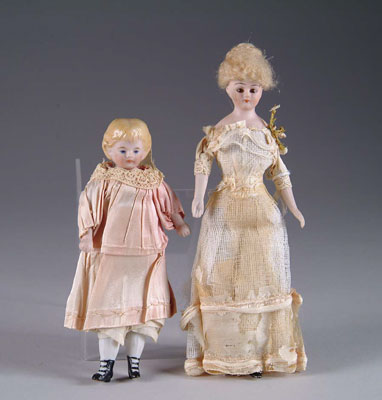 Appraisal: PAIR OF DOLLHOUSE DOLLS and - respectively The first being