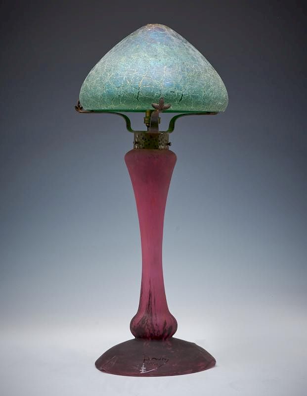 Appraisal: Daum Nancy satin glass lamp with associated shade Daum Nancy