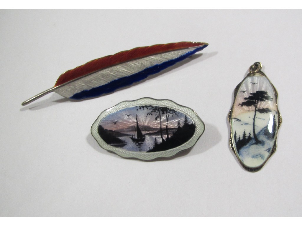 Appraisal: Two Norwegian silver brooches both depicting a landscape and a