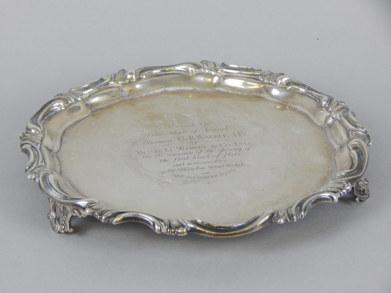 Appraisal: An Edward VII silver salver bearing inscription Presented to The