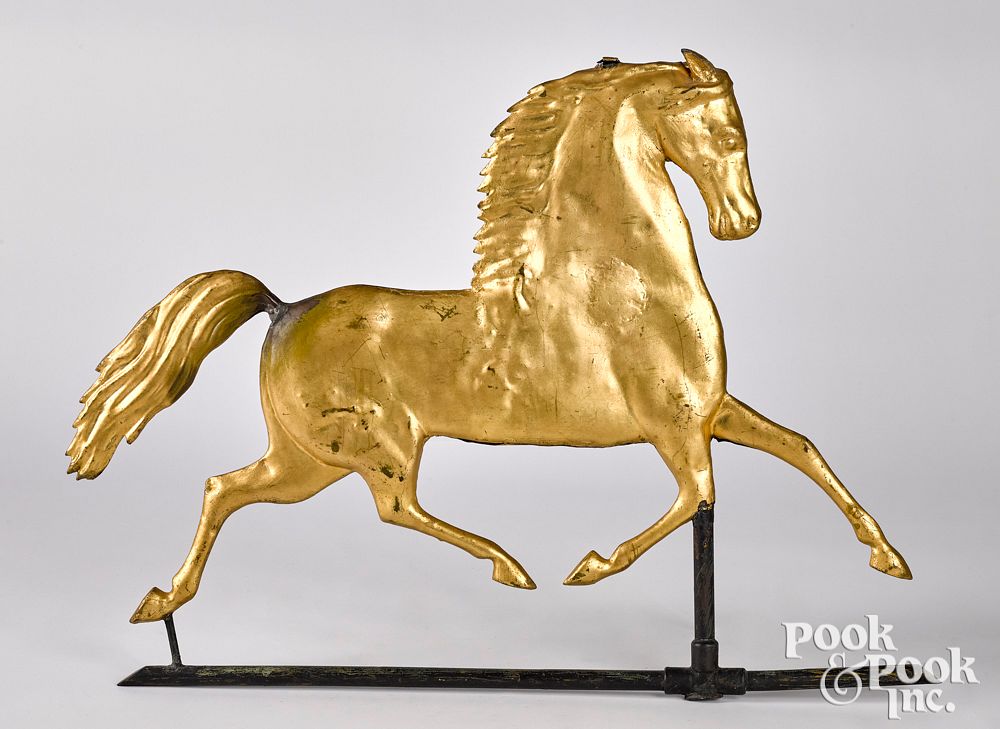 Appraisal: Copper swell bodied Blackhawk horse weathervane A J Harris Co