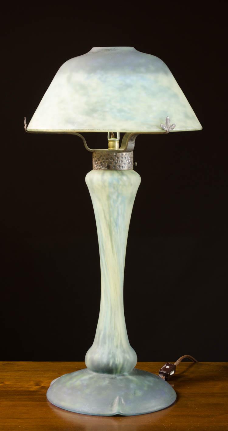 Appraisal: DAUM NANCY ART GLASS TABLE LAMP the standard with mottled