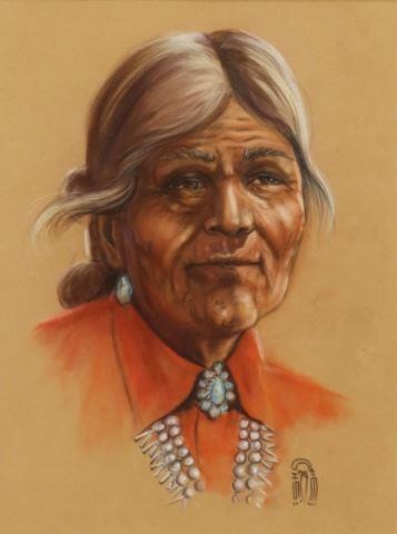 Appraisal: Framed pastel drawing Portrait of a Native American Elder signed