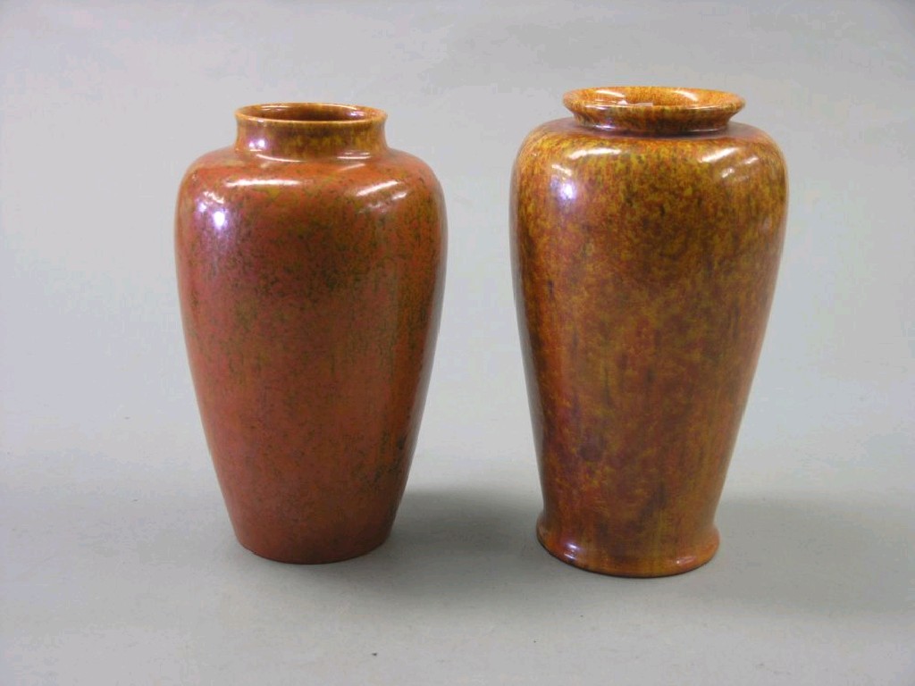 Appraisal: Two Pilkington's Royal Lancastrian vases shapes and with mottled orange