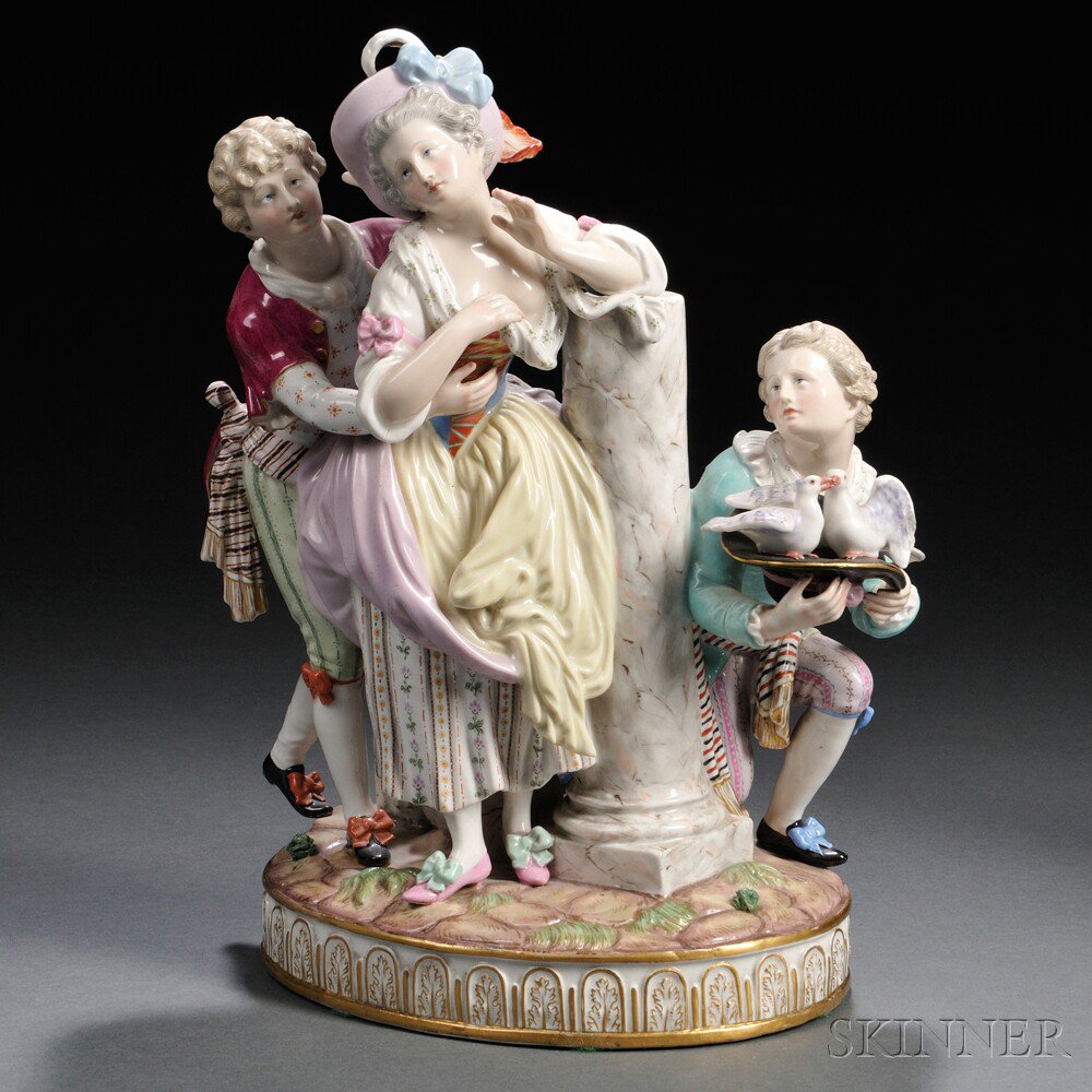 Appraisal: Meissen Porcelain Figural Courting Group Germany late th century polychrome