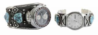 Appraisal: Two Southwestern Silver Cuff Watches both Seiko watches one cuff