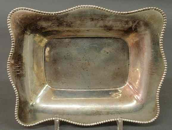 Appraisal: Barbour Silver Co rectangular sterling silver bread tray with serpentine