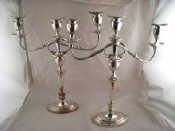 Appraisal: A pair of Adam style silver plated candelabra ht cm