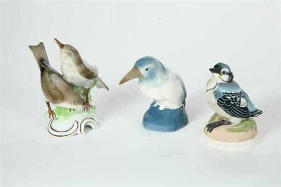 Appraisal: THREE BIRD FIGURINES Two Czechoslovakia one Erphila h h One