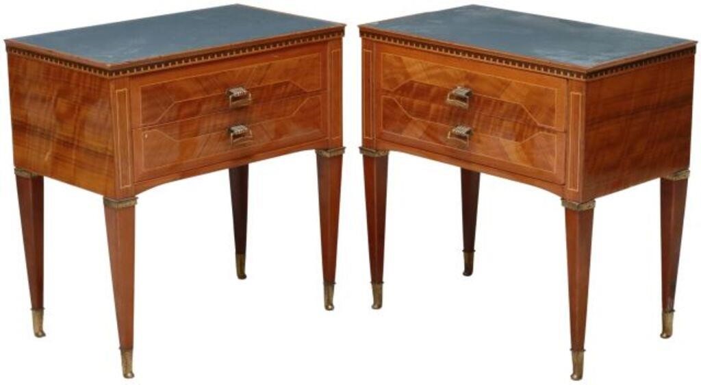 Appraisal: pair Italian mid-century modern bedside cabinets c s having glass