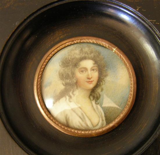 Appraisal: th century portrait miniature on ivory of a young women