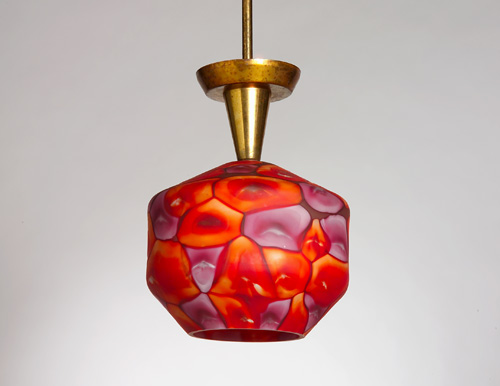 Appraisal: FRATELLI TOSO Ceiling fixture of orange red purple and brown