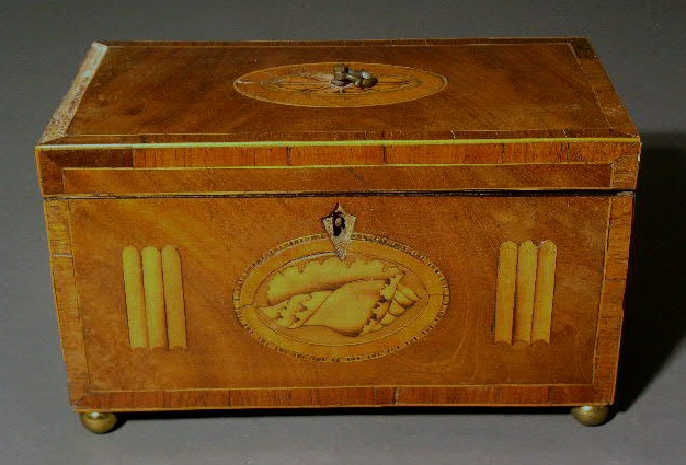 Appraisal: Georgian tea caddy inlaid mahogany h x w x d