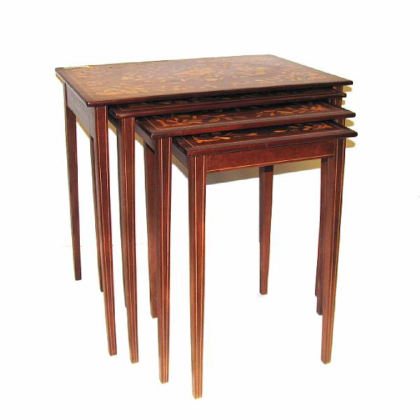 Appraisal: A set of four Dutch marquetry nesting tables th century