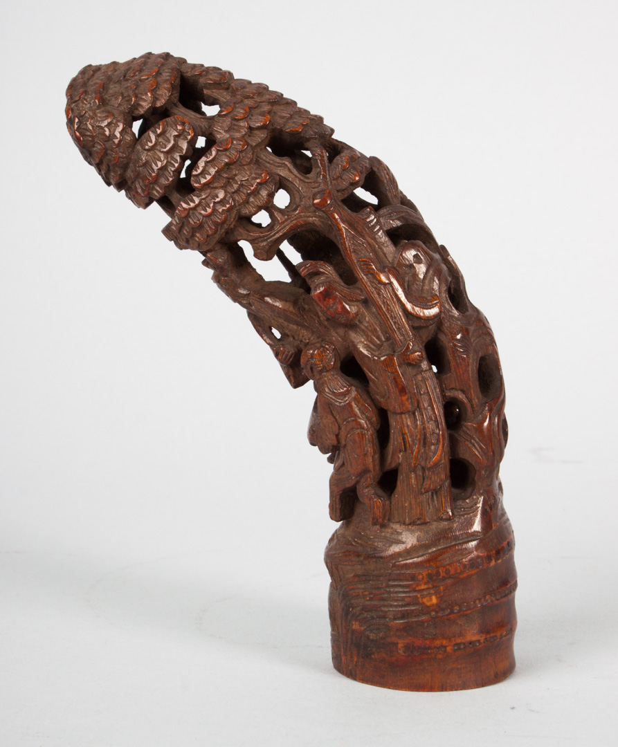 Appraisal: Chinese carved sandalwood chop th century modeled as curved tree