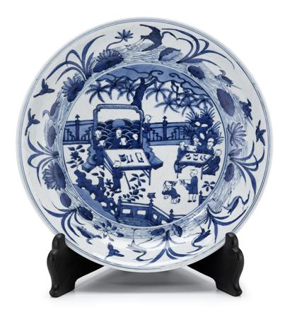 Appraisal: Large Chinese Ming style blue and white charger wanli six