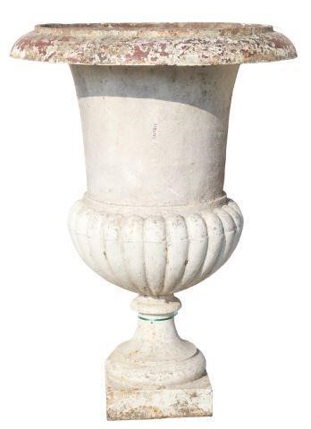 Appraisal: Large architectural cast iron campana-form garden urn with flared rim