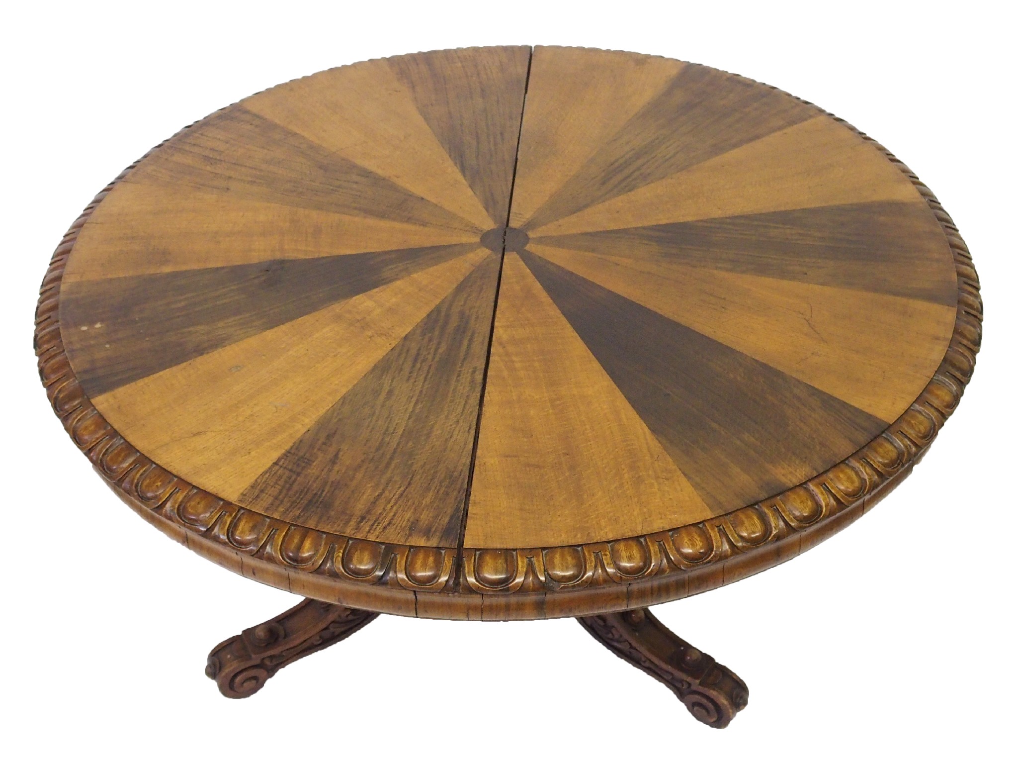 Appraisal: A mid th Century oak and specimen wood breakfast tablethe