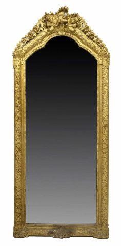 Appraisal: Monumental French Louis XVI style giltwood wall mirror th c