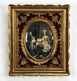 Appraisal: Rococo style oval genre scene on ivorine Rococo style genre