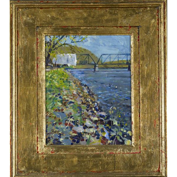 Appraisal: Jane Gilday American b The Free Bridge Under Canvas for