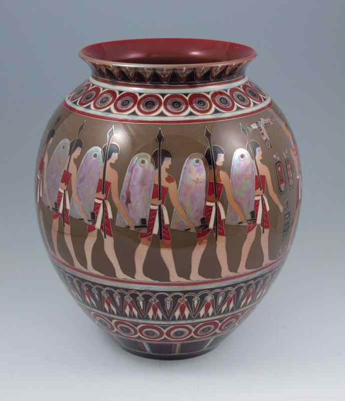 Appraisal: LARGE ZSOLNAY EGYPTIAN DECORATED CERAMIC VASE Stamped on bottom ''Zsolnay