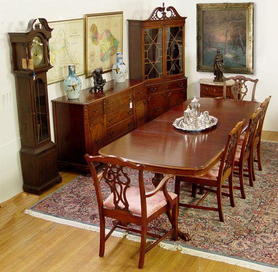 Appraisal: MAHOGANY CHIPPENDALE STYLE FINE MAHOGANY DINING SET Table '' h