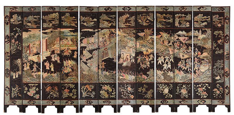 Appraisal: Fine Chinese Coromandel Lacquer Twelve Panel Screen Qing dynasty probably